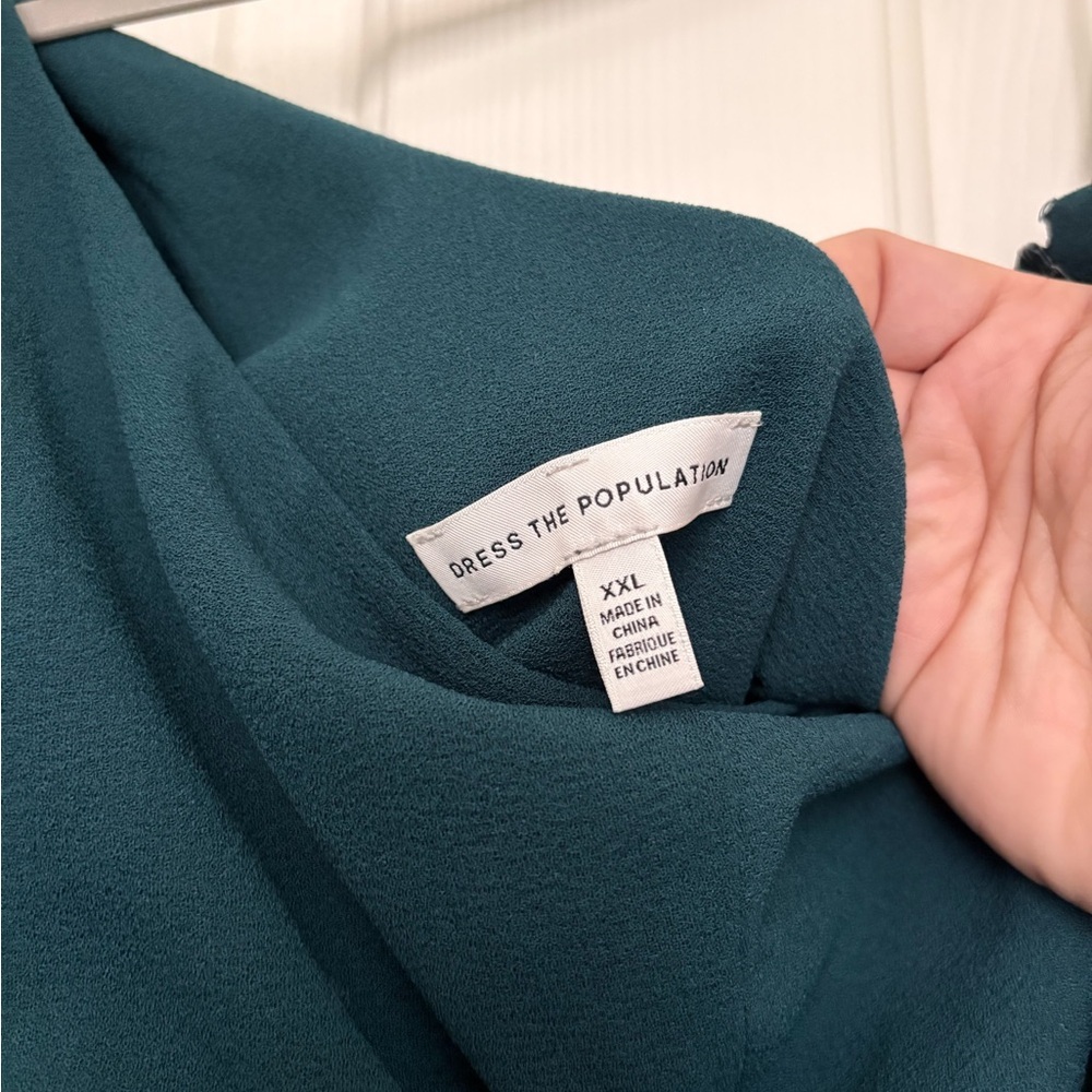 Dress the Population Tiffany One Shoulder midi dress pine green size xxl elegant - Picture 4 of 7